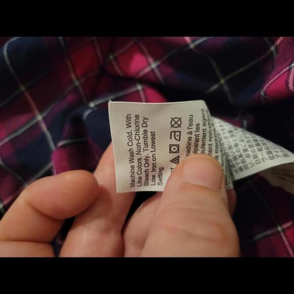 J Crew XS pink & blue plaid pullover flannel shirt - Picture 5 of 5